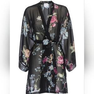 Helena Quinn, Shear Floral Tie Kimono Style Robe